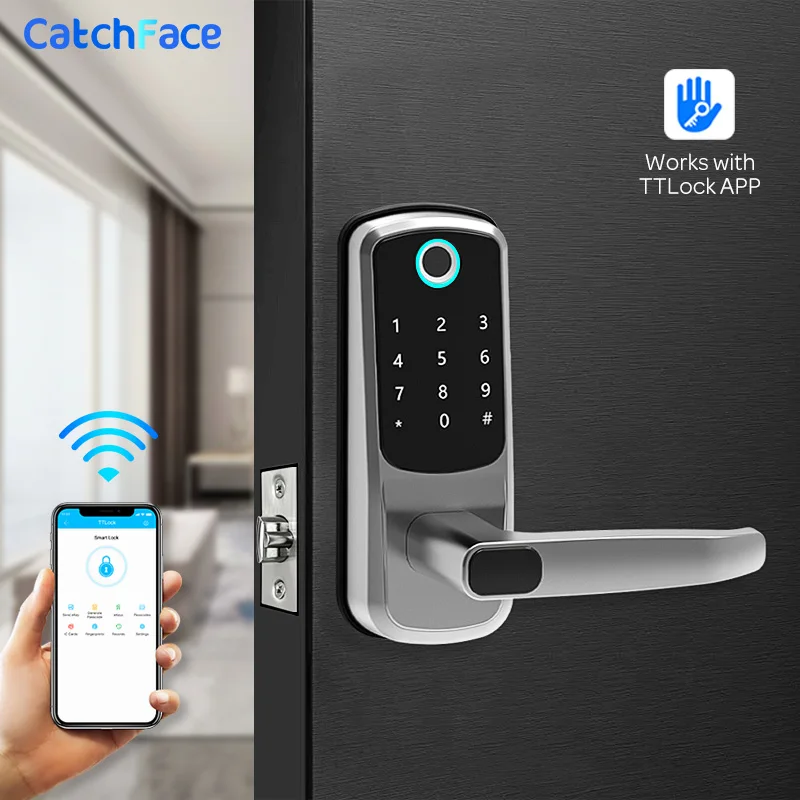 

Biometric Fingerprint Door Lock Bluetooth Smart Lock Digital Keypad RFID Keyless Entry Door Lock Alexa/TTlock APP