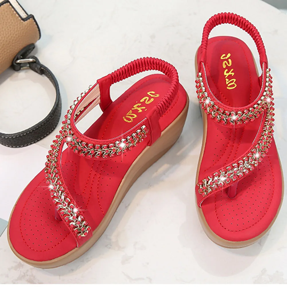 

DORATASIA Fashion Lady Rhinestone Sandals Handmade Sandals Women Platform High Wedges Back Strap Metal Casual Shoes Woman