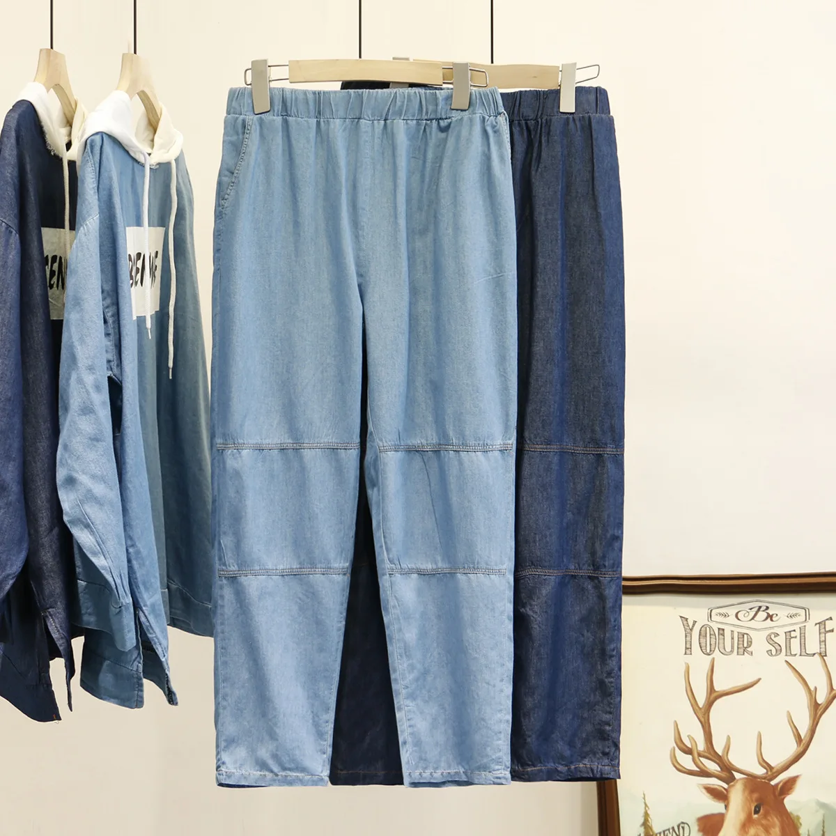 Женские комплекты весна 2020 большой размер свободные из тенсельной ткани