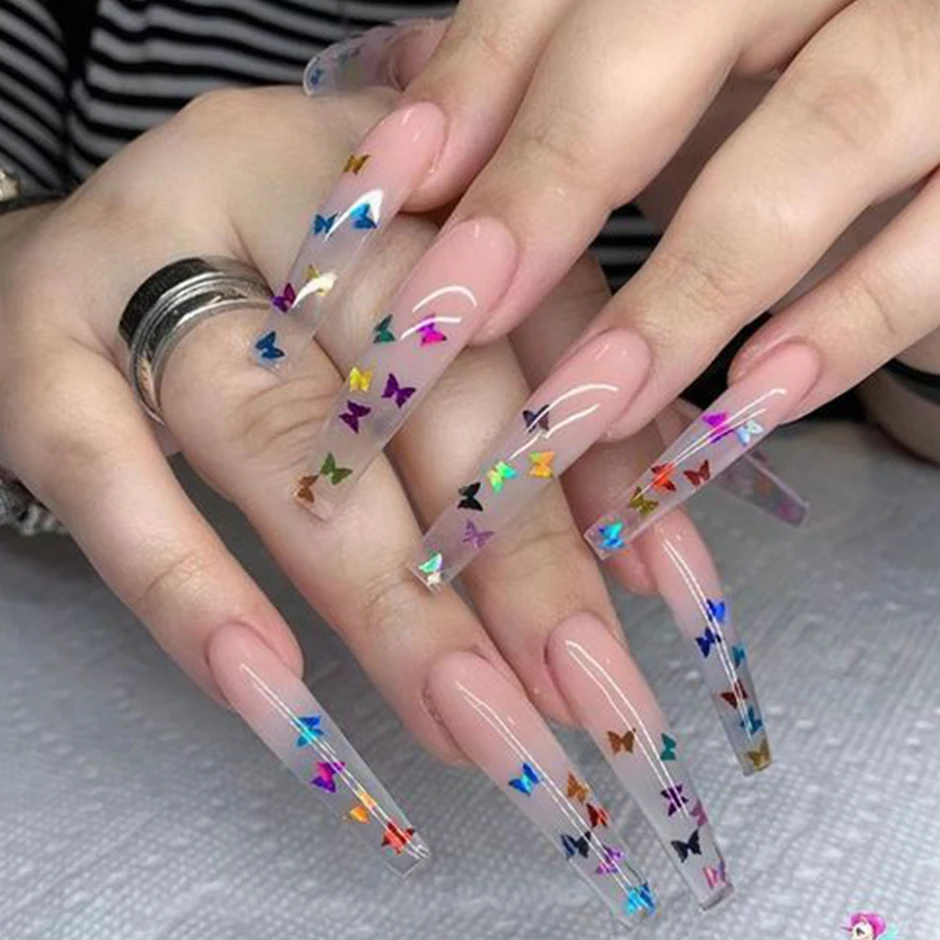 

NEW 12 Grids Holographic Butterfly Nail Glitter Flakes 3D Sparkly Gold Foils Sequins Polish Manicure for Acrylic Decoration