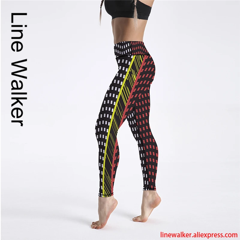 Леггинсы с квадратным принтом черные штаны для йоги высокой талией женщин фитнес