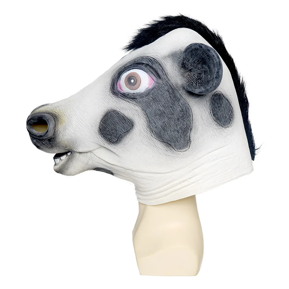 

New Halloween Festival Party Supplies Animal Cow Mask Head Cover Latex Mask