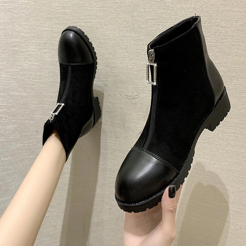 

Women's Boots Autumn Boots Zipper Shoes Luxury Designer Boots Women's Ankles 2022 New Med Rubber Rock Fashion Fabric Solid