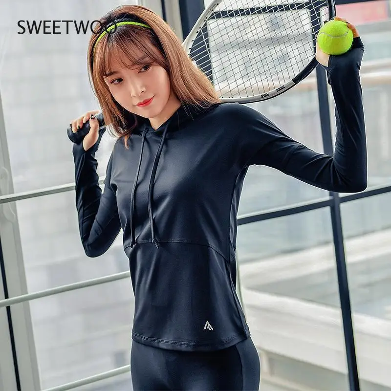 

Women's Sweatshirt Hoodie Fitness Sports Top Slim Quick-Drying Long-Sleeved Sweatshirt Autumn Sportswear