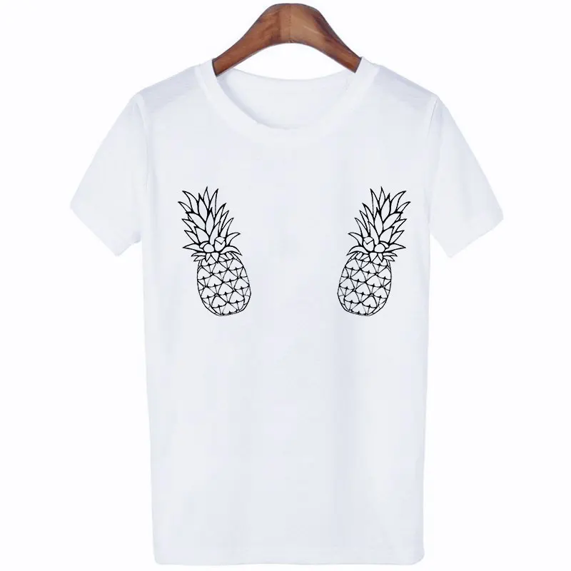 Женская одежда 2019 забавная Футболка с принтом ананаса на пляже солнца женская