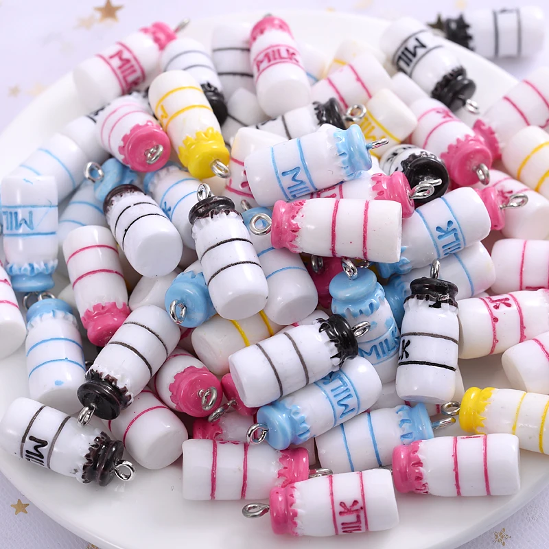 

10Pcs/Lot Cute Cartoon Milk Bottle Shape Acrylic Pendant Charms For Jewelry Making DIY Bracelet Necklace Accessories Supplies