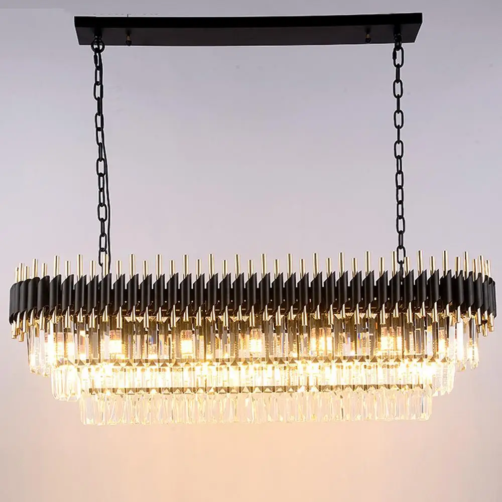 Черная хрустальная люстра овальная роскошный дизайн внутреннее освещение