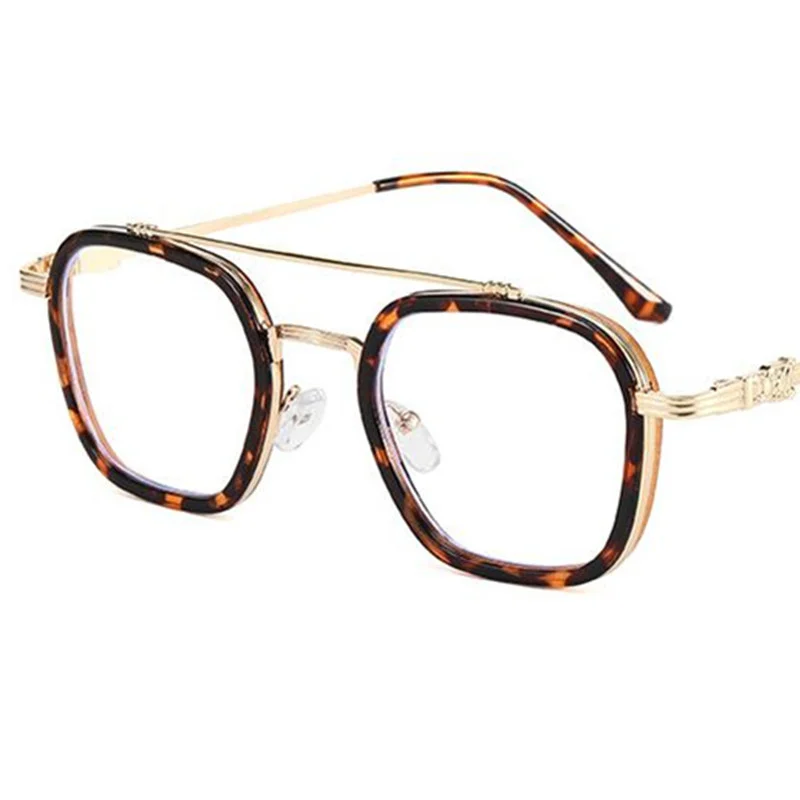 

HOT Anti-Blue Glasses Fahsion Retro Optical Eyeglasses Unisex Double Beam Spectacles Oversize Frame Simplicity Eyewear