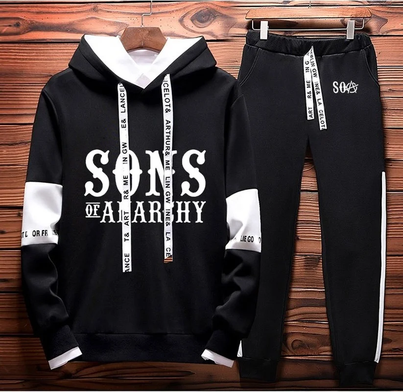 

Новый костюм SOA Sons of анархии мужская толстовка с принтом черепа SAMCRO Высококачественная Хлопковая мужская спортивная одежда