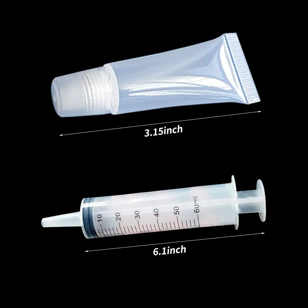 30 Pieces 10 ml DIY Lip Gloss Tubes Clear Empty Containers Refillable and 1 Piece 60 Plastic Syringe for Women | Красота и здоровье
