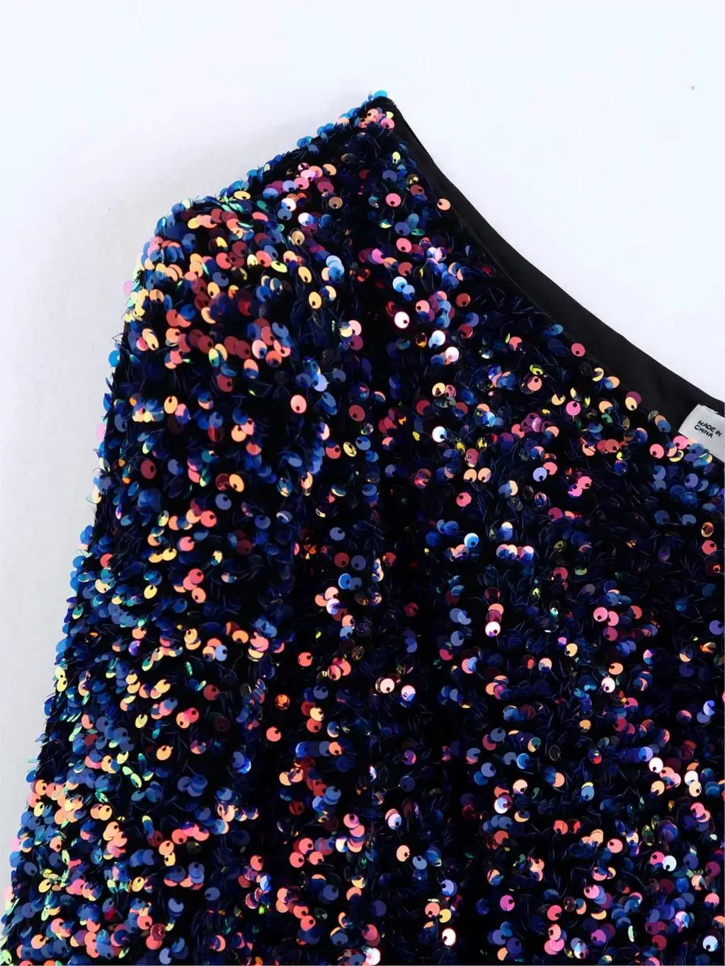 Цветной женский укороченный топ с блестками сексуальные топы длинным рукавом