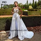 Женское свадебное платье со шлейфом, белое длинное платье с аппликацией, 2021