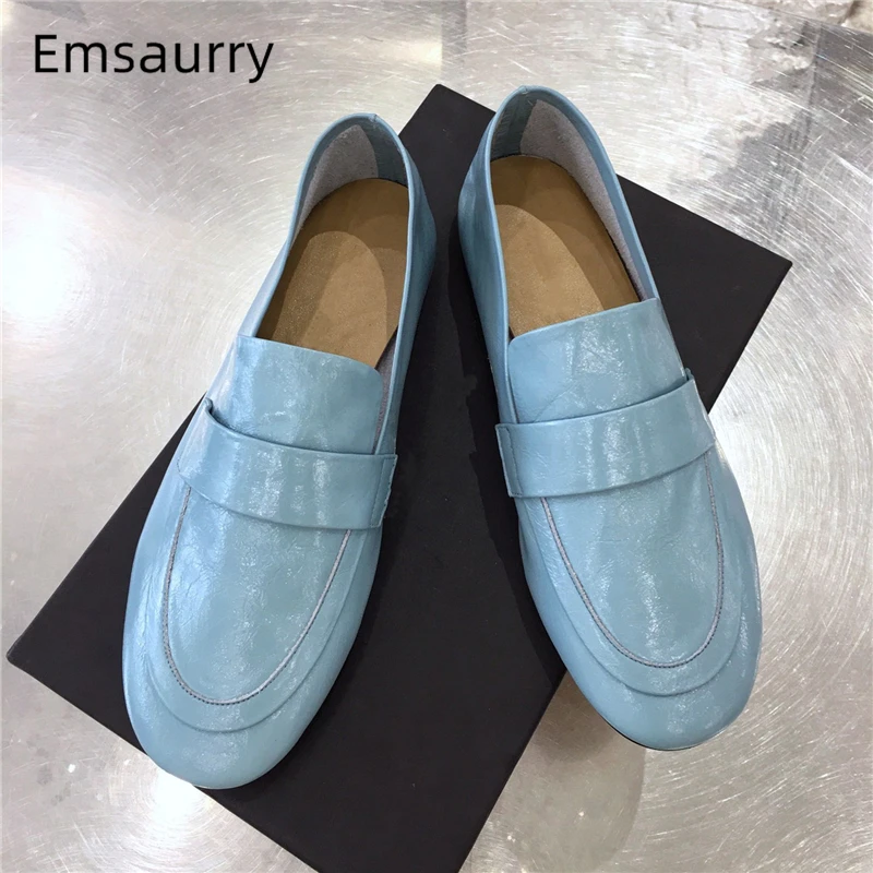 

Весенние 2021 разноцветные лакированные кожаные повседневные туфли для женщин на плоской подошве с круглым носком в британском стиле тонкая ...