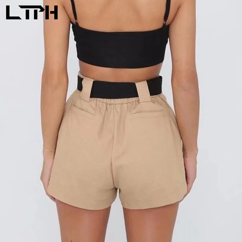 

LTPH ins asymmetric Tooling Shorts women all-match casual pockets High Waist solid color Sports Shorts 2021 Spring Summer New