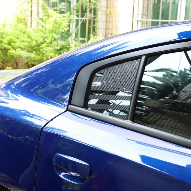 

2Pcs Rear Window Triple-cornered Glass Flag Decoration Sticker Cover Trim for 2011-2021 Dodge Charger