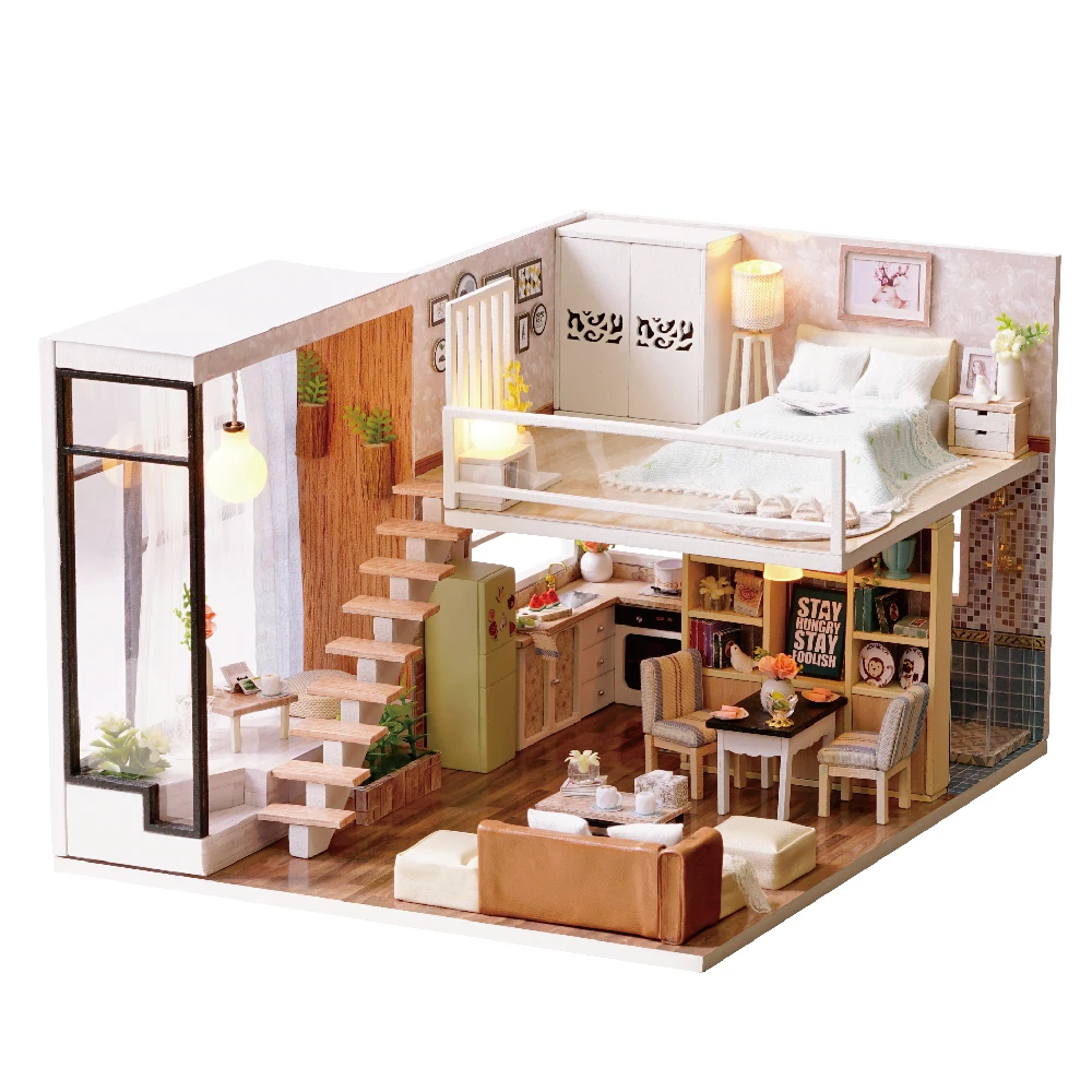 

Кукольный домик «сделай сам», деревянный миниатюрный комплект мебели для кукол, игрушки для детей и взрослых, креативные подарки на Новый г...