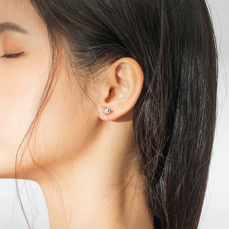 Genuine 925 Sterling Silver Big Eyes Dog Animal Stud Earrings for Women Earing with Earplugs New Mode 2020 BSE357 | Украшения и