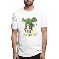 autism awareness dinosaur graphic tee mens short sleeve t shirt cotton funny tops