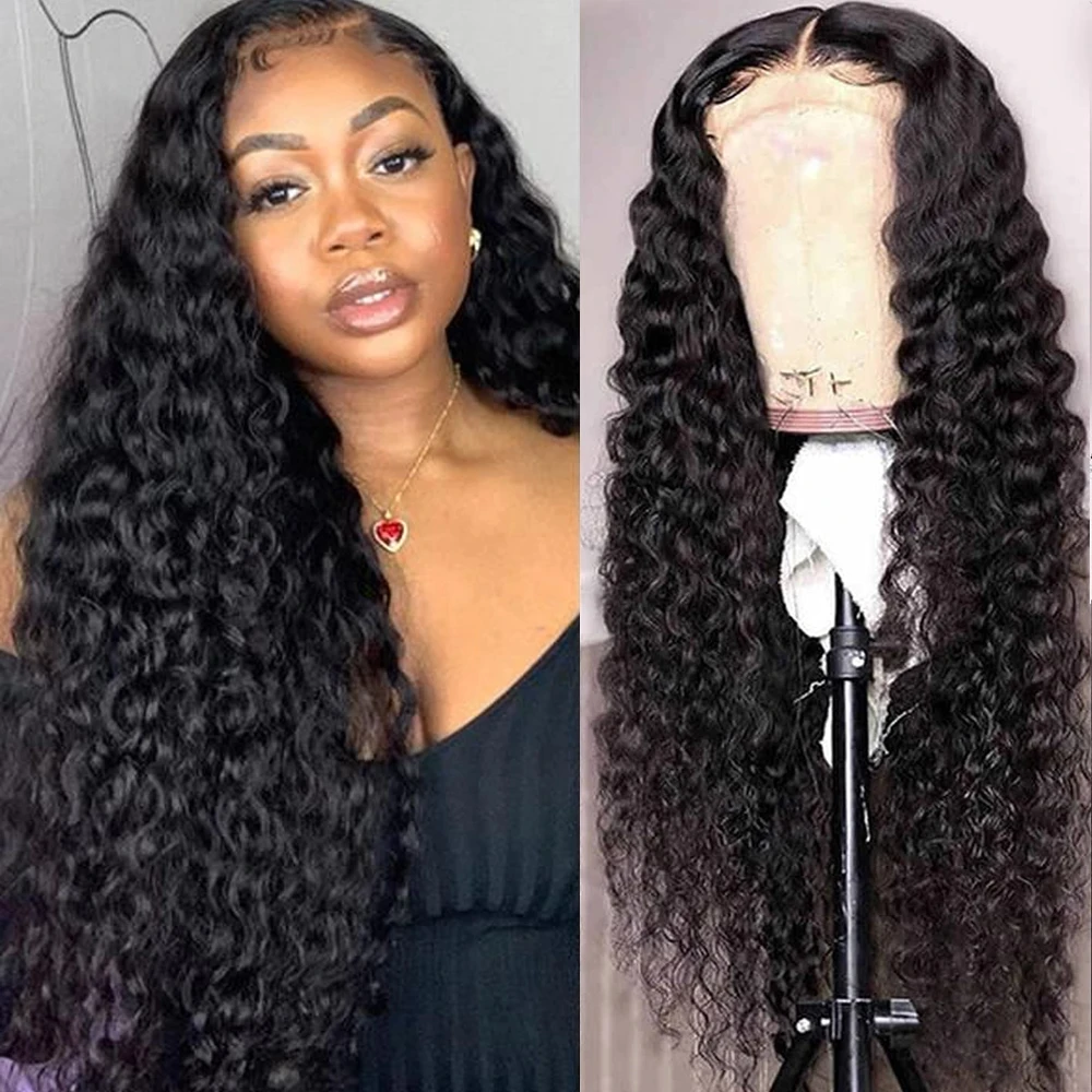 

180% Deep Wave Lace Front Wig HD Lace Frontal Wig Wet And Wavy 13x4 Lace Front Human Hair Wigs Brazilian Curly Human Hair Wig