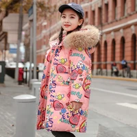 childrens mid length 2022 new girls down jacket western style big childrens fashion winter clothes