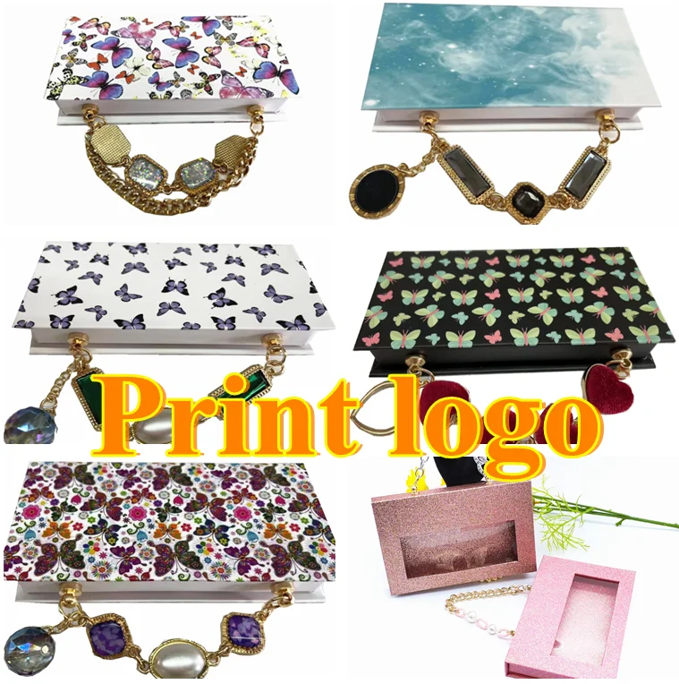 

Chain false eyelashes packaging empty box New boxes of chain eyelashes packaging wholesale 25mm mink eyelashes packaging box