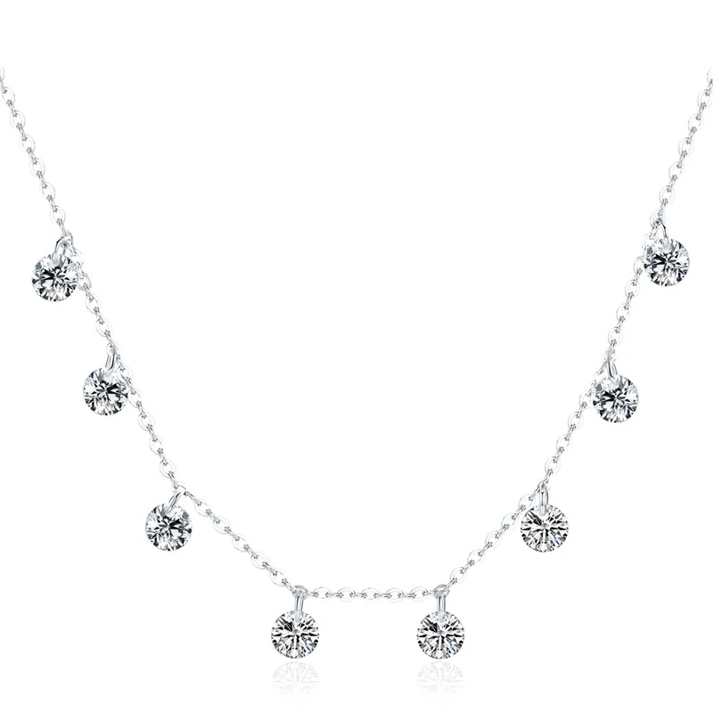 silver WOSTU дизайн 925 пробы серебряные сверкающие Чокеры CZ ожерелье для женщин Горячая Мода ювелирные изделия Рождественский подарок CQN299 - Окраска металла: silver