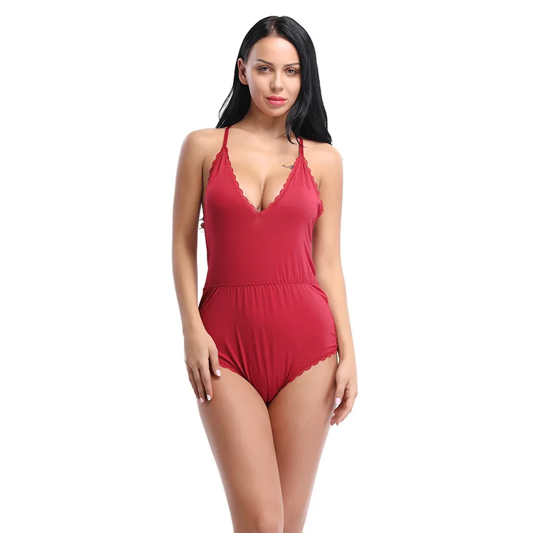 

Womens Plus Size Teddy LingerieModal Elastic Bodysuit Underwear M-2XL