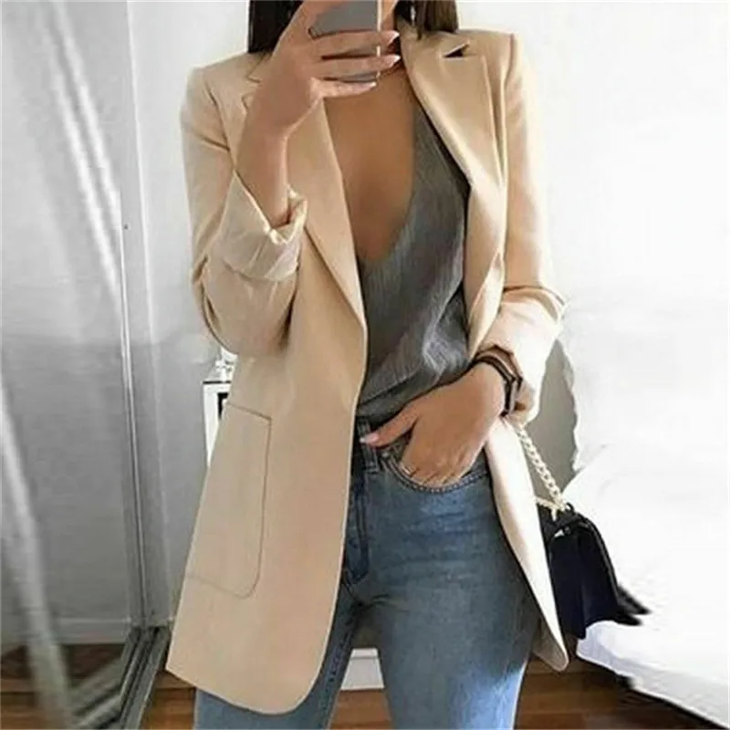 

2020 autumn women's casual long-sleeved coat suit slim cardigan top coat jacket coat