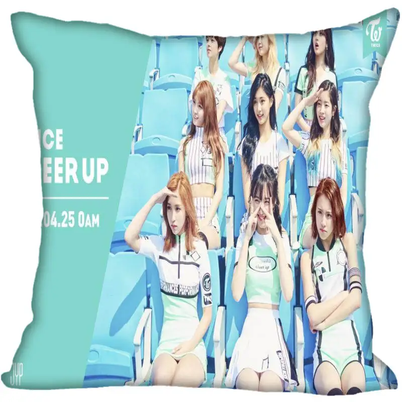 

Custom Kpop TWICE Printed Square silk Pillowcases 40x40 45x45 50x50 60x60 two Sides Satin Pillowcase Custom Logo