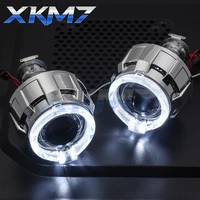 angel eyes running lights car lens bi xenon projector h1 hid led h4 h7 headlight 2 0 inch drl halo kit car accessories tuning