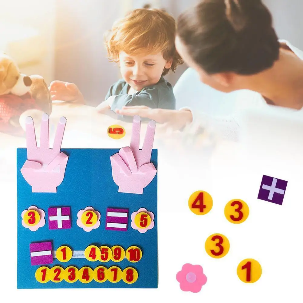 

1 Set Handmade Felt Finger Math Teaching Diy Learning Arithmetic And Subtract Aids Children Non-woven Add Toys E D6b5