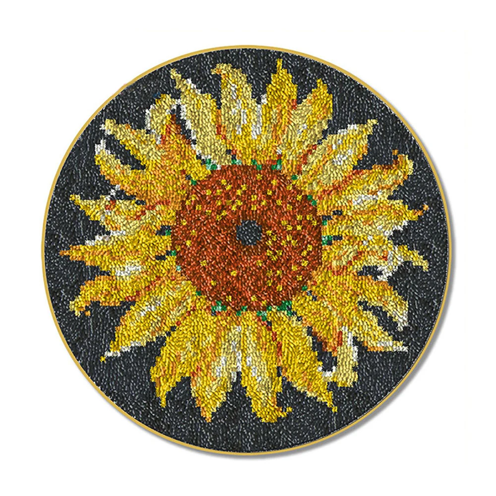 

Carpet embroidery Hook Rug Kit DIY Needlework Sets Unfinished Crocheting Yarn Latch Hook Rug Kit Picture Carpet Set Sunflower