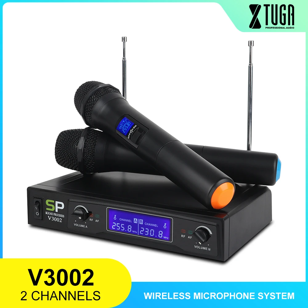 Беспроводная микрофонная система XTUGA soundпрогресса V3002 VHF с ручным микрофоном