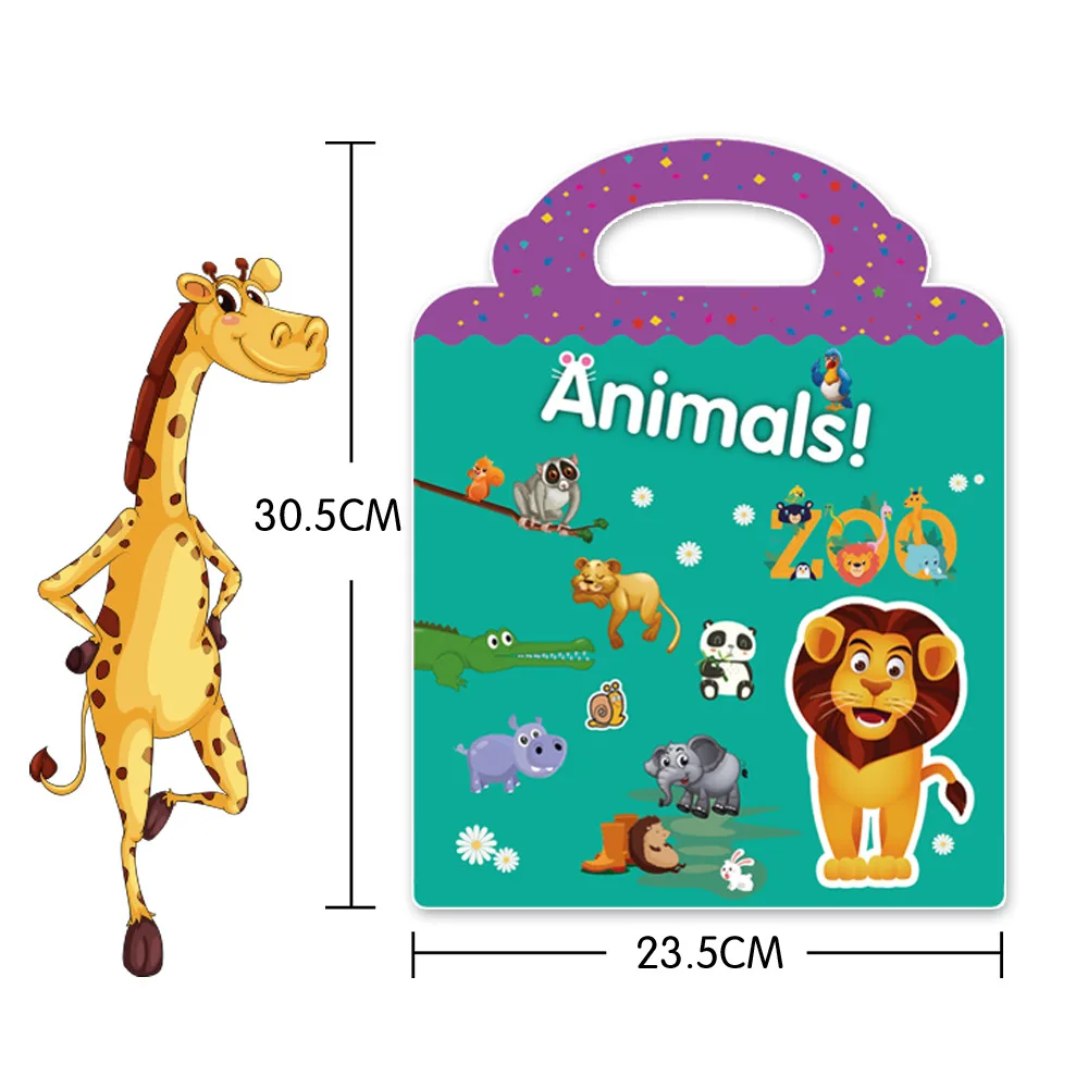 

QWZ New 30pcs Stickers +1pcs Book DIY Cute Stickers Children Puzzle Games Animal Vehicles Assemble Toys Girls Training for Gifts
