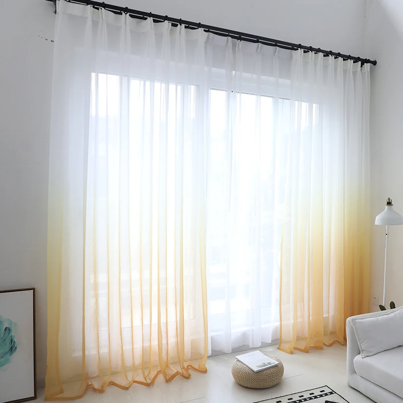 

Modern gradient color window tulle curtains for living room bedroom organza voile curtains Hotel Decoration blue Sheer curtains