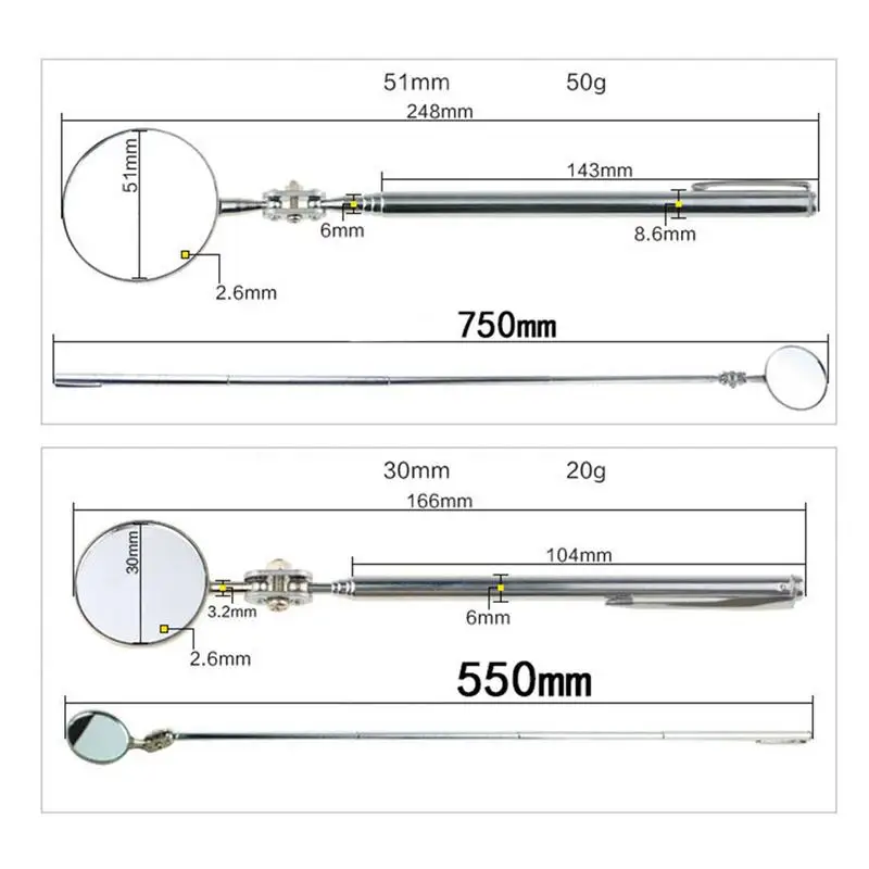 Зеркало для технического обслуживания автомобиля Универсальный складной