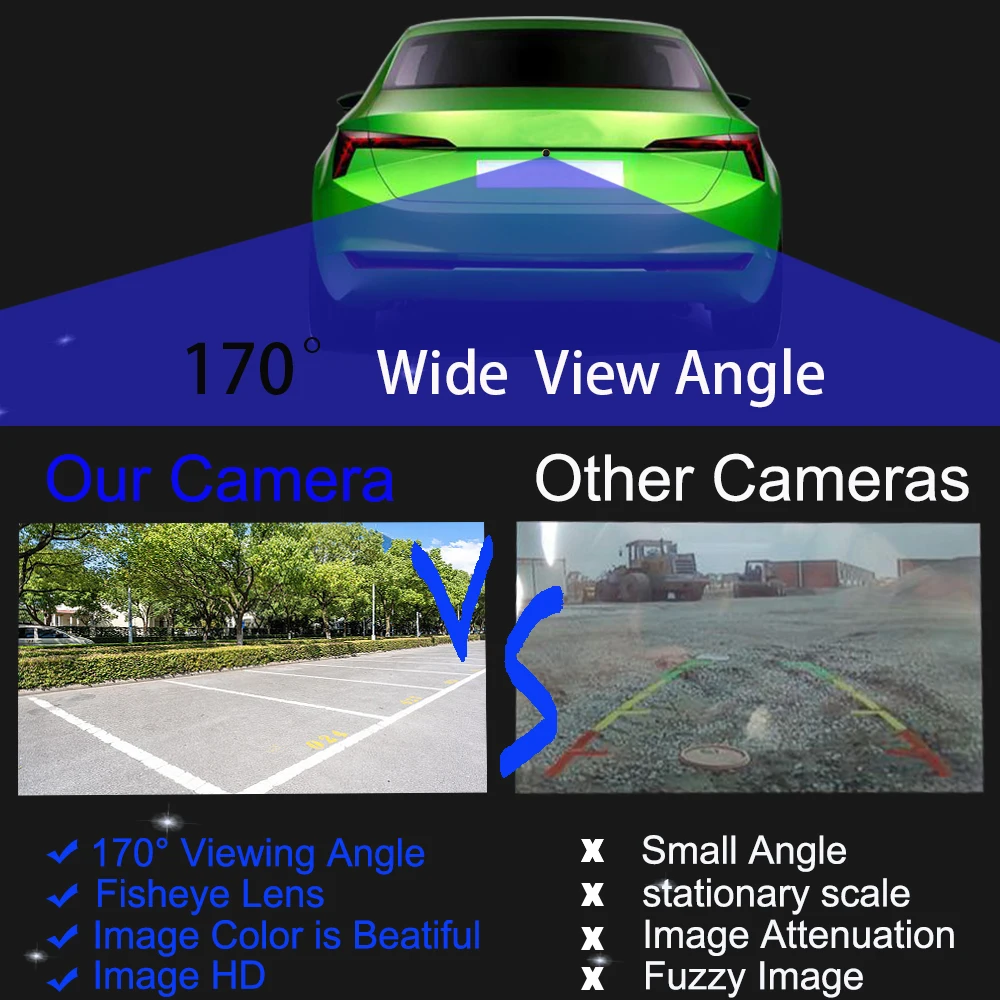 170 ° AHD Rear View Camera For Peugeot 206 207 307 Sedan Break 308 407 SW 5008 With Reference Line Switchable Night Full HD Car images - 6
