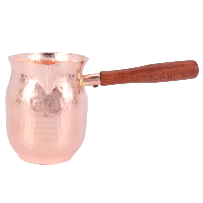 

450ML Pure Copper Handmade Coffee Tea Set Turkish Greek Arabic Coffee Pot with Wooden Handle Coffee Maker for Barista