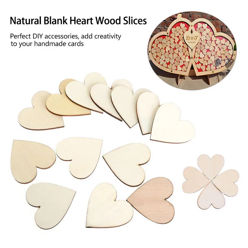 Пустое сердце деревянные ломтики дерево любовь круглая форма свадебный стол