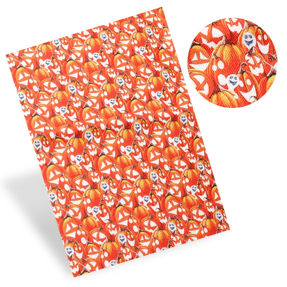 

Cheerbows 22*30cm Faux Synthetic Leather Fabric Cartoon Printed Halloween Faux Leather Sheet DIY Christmas Gifts Girls Accessory