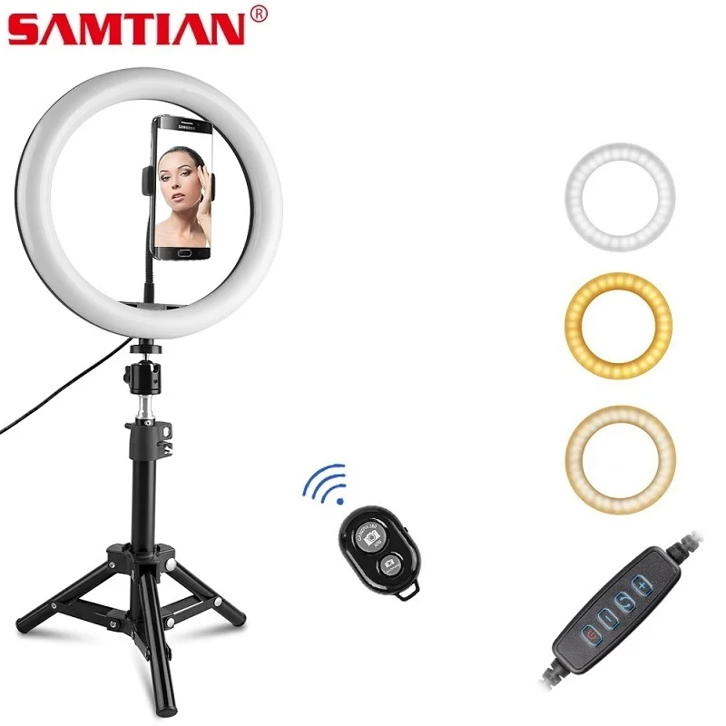 

Samtian photography ring lamp 10inch selfie ring light 26cm phone ring dimmable with tripod stand for YouTube video live studio