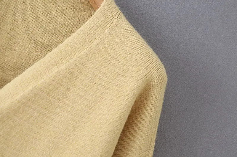 Новый осенний женский однотонный вязаный свитер с v-образным вырезом Женский