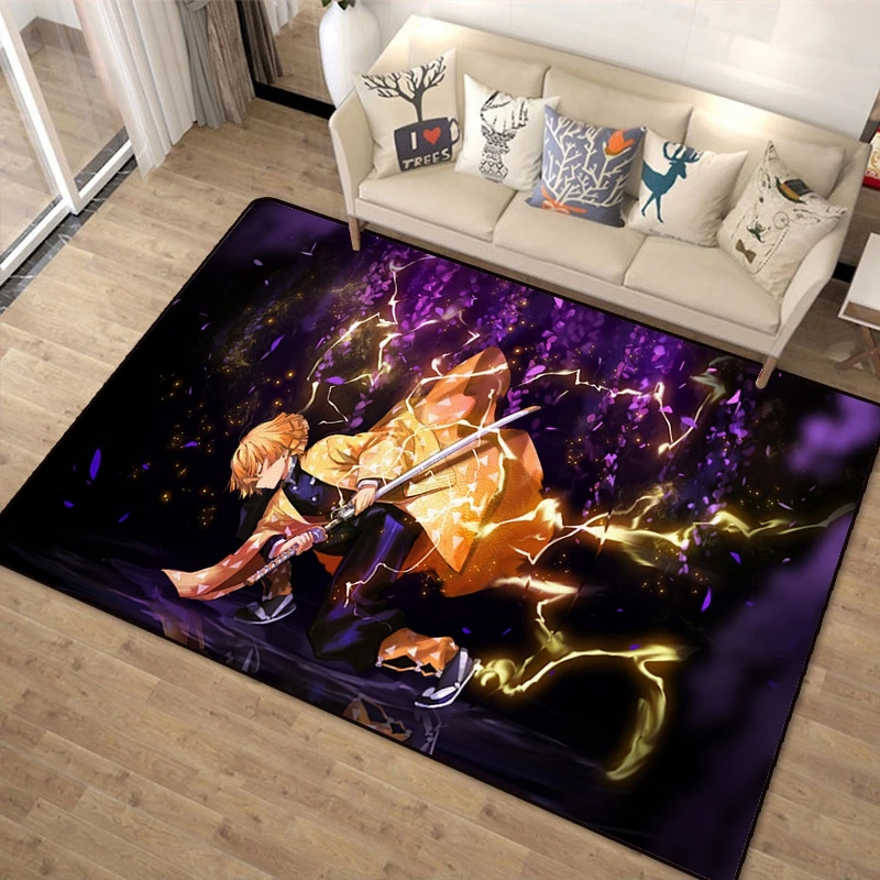 Мультяшный коврик для большой двери с рассекающим демонов камадо таньир