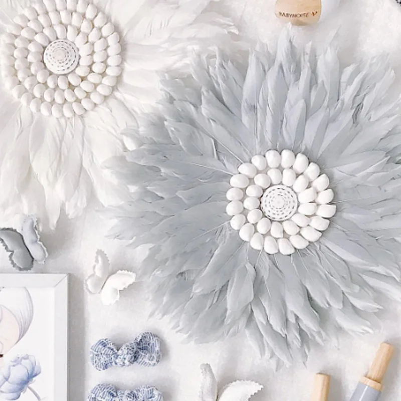 Зеркало в стиле бохо с перьями макраме ручной работы Настенное подвесное зеркало