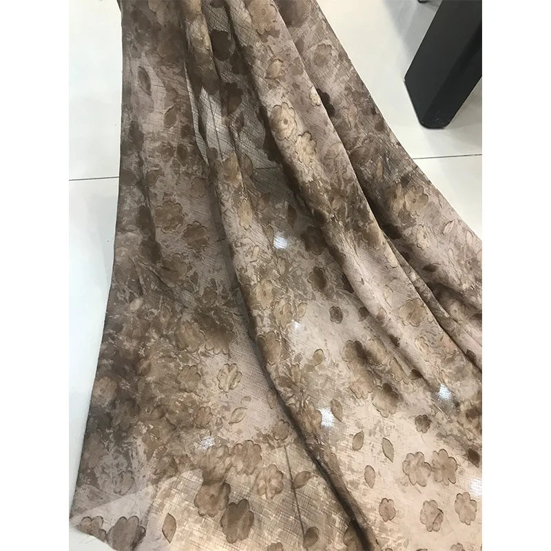 

Tie-dyed Plain Chiffon Fabric Jacquard Flower Fabric Chinese Ink Painting Style for Women Dress,Shirts Black,Purple by the meter