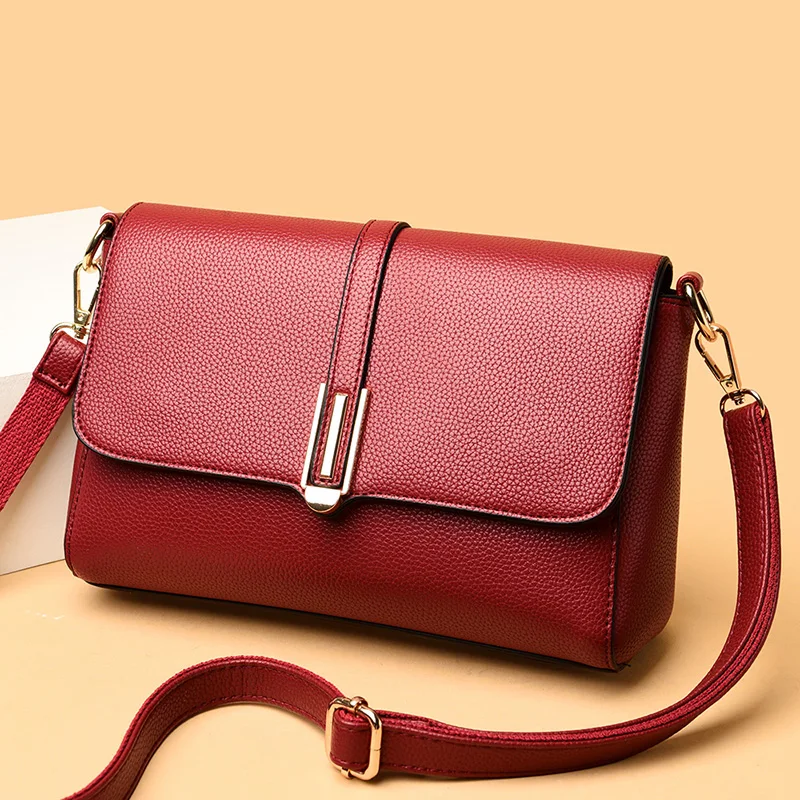 

Women's Quality PU Leather Clamshell Square Crossbody Bags Pure Color Designer Shoulder Bag Female Retro Elegant Small Handbags