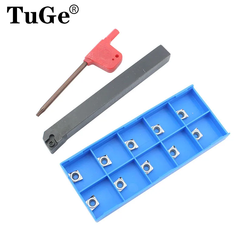 

1pcs SCLCR1010H06+10pcs CCGT0602+1 Wrentch Turning Cutter 95 Degree lathe Turning cutting tool set for aluminum/copper/wood