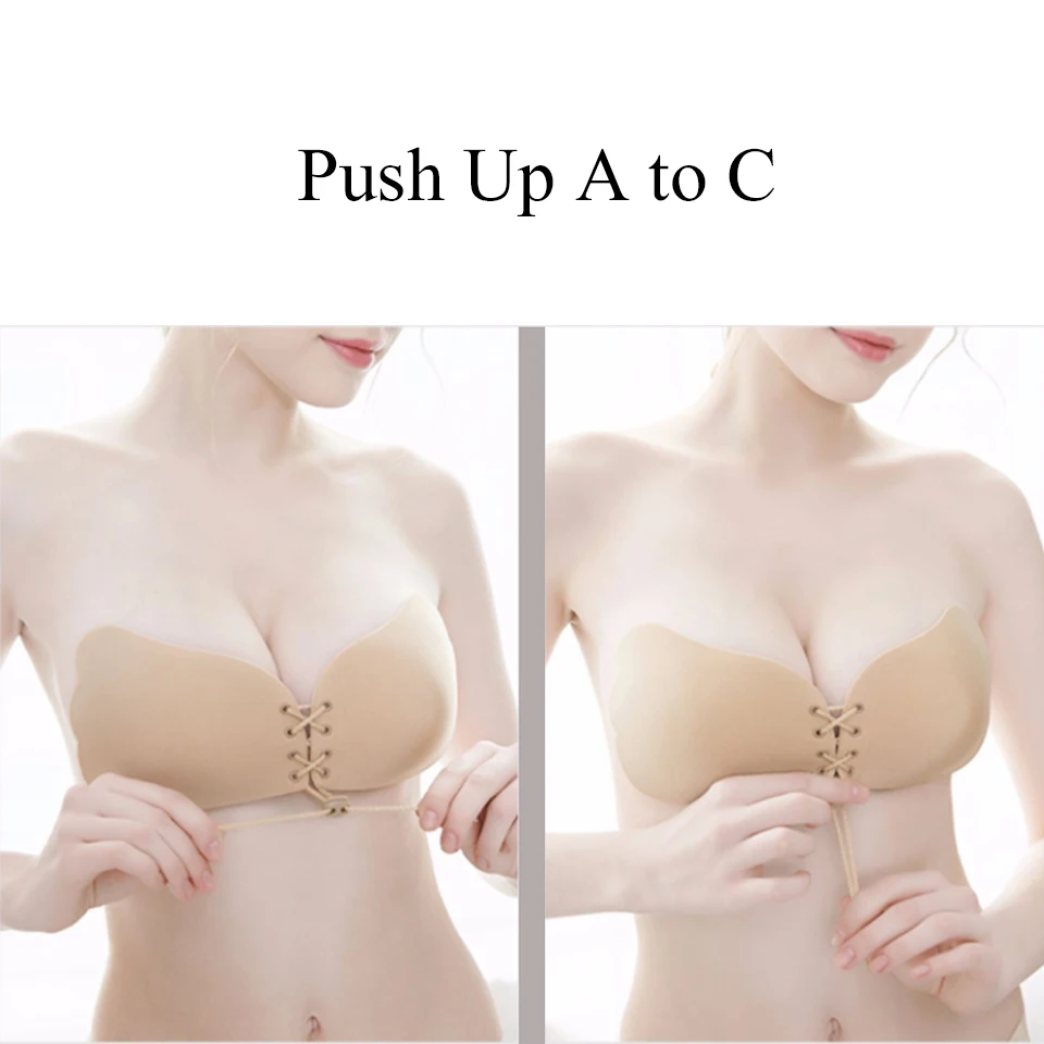 Силиконовый бюстгальтер с завязками Женский клейкий многоразовый для пуш ап