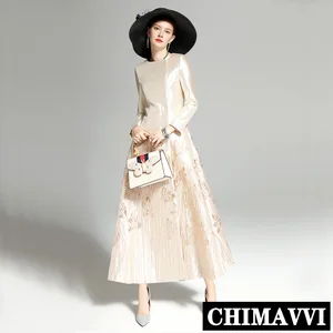 Женский жаккардовый тренчкот, Длинный Облегающий жаккардовый тренчкот с золотистой тисненой вышивкой, ветровка в стиле ретро, весна