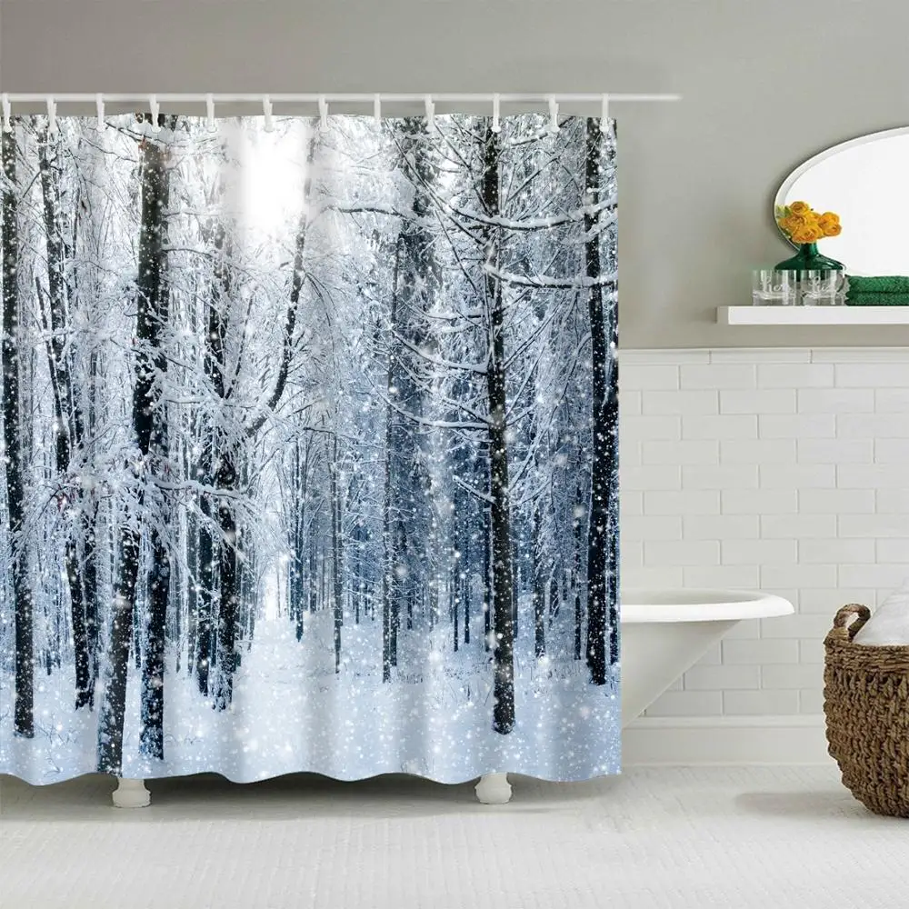 Бамбуковая 3D печать занавеска для ванной комнаты полиэстер s Декор наборы 12 шт.